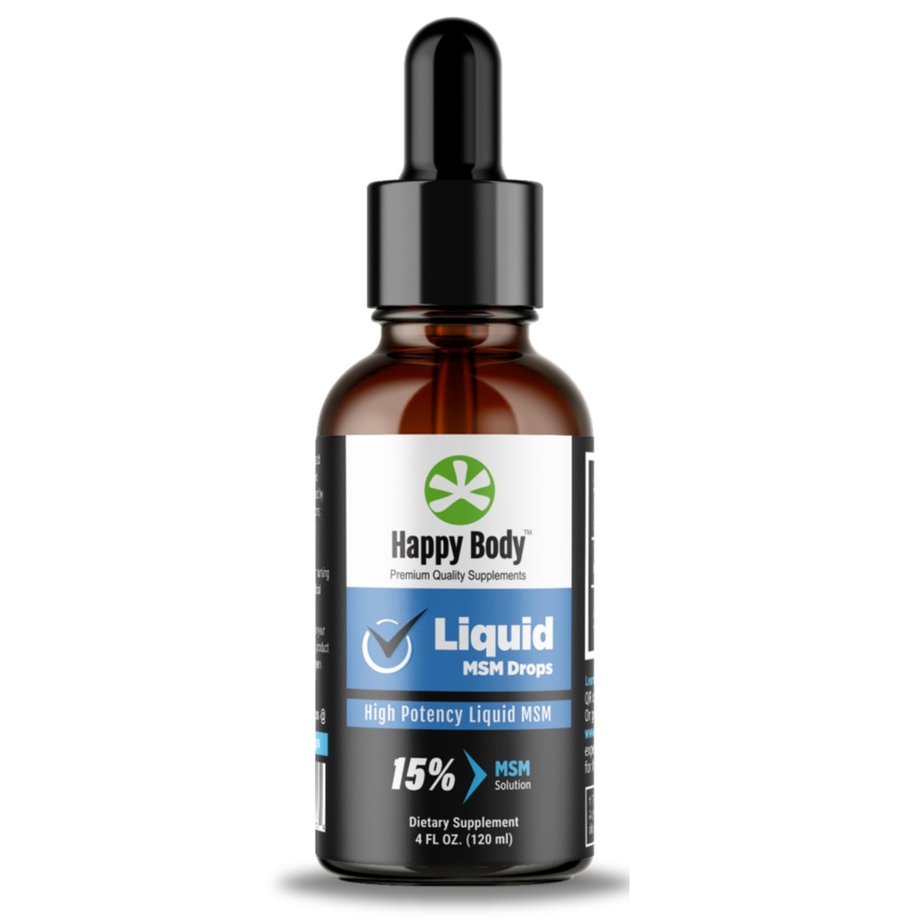 Liquid MSM Drops | 15% Pure MSM Solution | Many Oral & Topical Applications | Glass Bottle with Glass Dropper | 4 fl oz