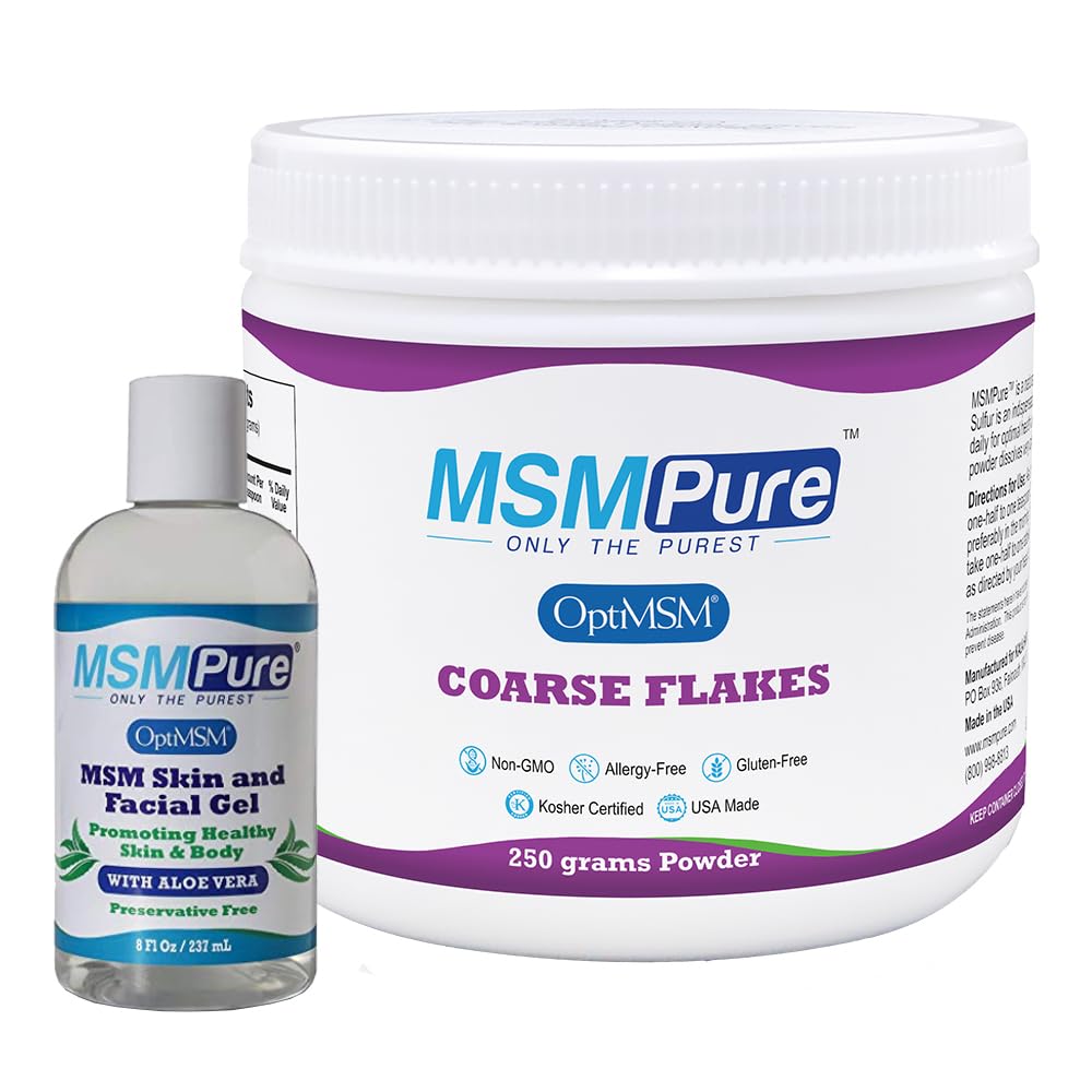 KALA HEALTH MSMPure MSM Coarse Flakes 8.8oz and MSM Gel With Organic Aloe 8oz Bundle