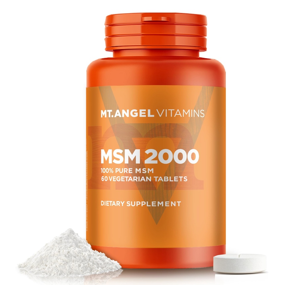Mt. Angel Vitamins - MSM 2000, 100% Pure MSM (60 Vegetarian Tablets)