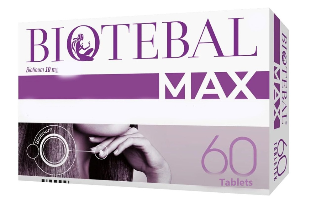 Formula Biotebal Max 10mg 60TBS, European Version, Biotin Max 10,000 mcg, Formula for Hair, Skin and Nail Support