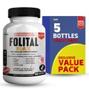 Folital Max Hair, Skin & Nail Supplement, 60 Capsules, Extra Strength Formula with Biotin, Vitamins & Minerals, 30 Day Supply (5)