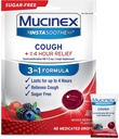 Mucinex Instasoothe Sugar Free Cough Drops, Dextromethorphan HBr olan Yetişkinler üçün Cough Medicine, Qeyri Suppressant Lozenges, Qarışıq Berry Medicated Cough Drops, 40ct