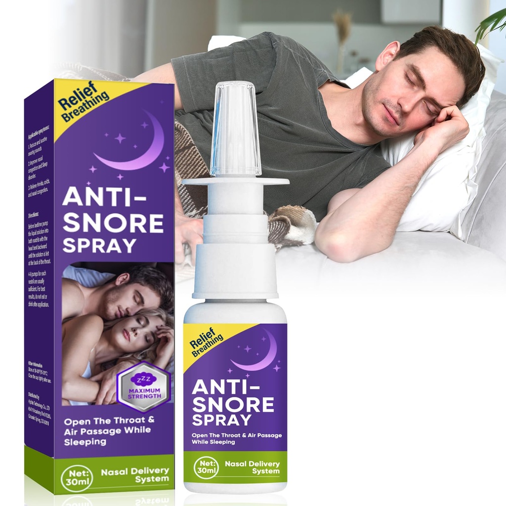 Anti Snoring Nasal Spray – Fast Helps Open Throat & Air Passage While Sleeping, Effective Snoring Solution for Better Breathing Comfort & Peaceful Sleep