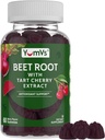 YUM-V's Beet Root Gummys with Tart Cherry Extract - Berry Flavor Beetroot Gummys - Beet Chews for Blood 环流和抗氧化剂支持 - 红色 Beets Gummys (Berry 60 Count of 1) (Berry 60 Count of Pack of 1) (英语).