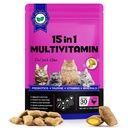 Cat Multivitamin Crunchy & Creamy Chews, Cat Treats Support for Immune, Joint, Skin & Coat, Digestion, Heart & Eyes, Cats Vitamins Supplements with Taurine for Cats Kittens - Chicken Flavor