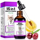 Cat Multivitamin, 15 in 1 Cat Vitamins Liquid Drops, Supports Immune Health, Promotes Joint, Skin and Coat Health, Cats Vitamin and Supplements with Glucosamine & Cranberry 2 fl oz