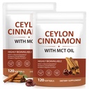 Ceylon Cinnamon Softgels with MCT Oil 2 Pack - 600mg True Cinnamon Extract Supports Digestive Comfort & Antioxidant – Non-GMO, Gluten-Free – 120 Count