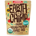 EarthChimp Organic Vegan Protein Powder - 26 Servings, 32 Oz - with Probiotics & Digestive Enzymes - Plant Based, Dairy Free, Non GMO, Gluten Free, Gum Free (Strawberry)