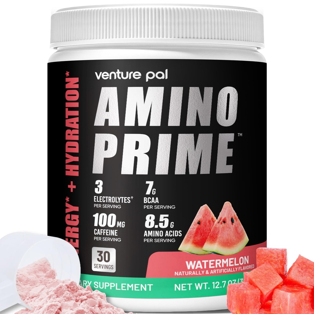 Venture Pal Clean Amino Energy Pre-Workout Powder, EAA Formula with BCAA, Green Tea & Green Coffee Extract, Keto Friendly, Watermelon, 30 Servings
