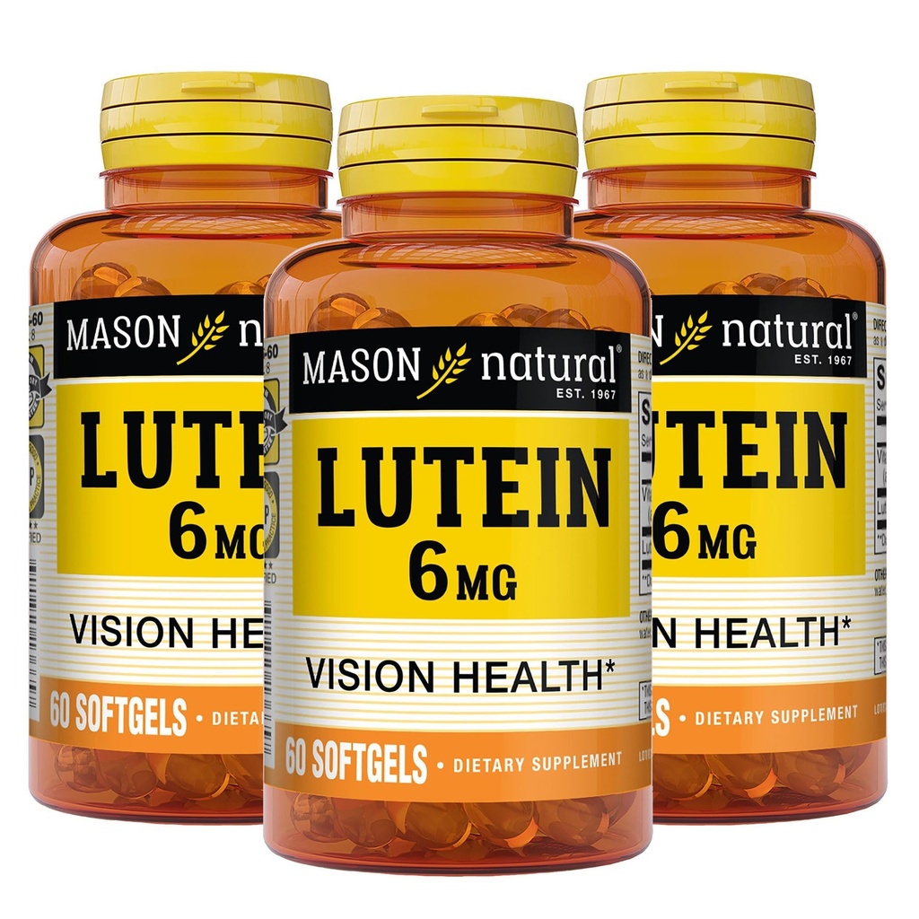 MASON NATURAL Lutein 6 mg with Vitamin E, 6 Month Supply, Healthy Vision & Eye Function, Supports Normal Eye Health, Pack of 3