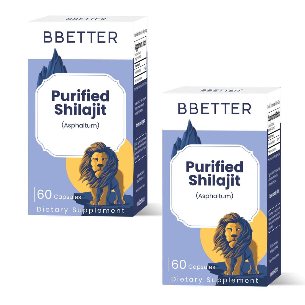 BBETTER Purified Shilajit 250 mg | PrimaVie® Shilajit Extract | Lab Tested | Men’s & Women's Vitality, Energy & Wellness | Immune Booster | 120 Capsules