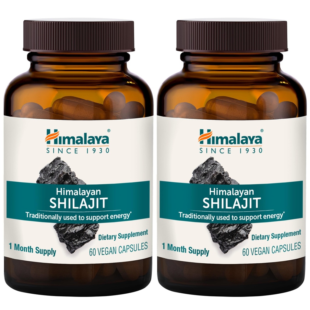Himalaya Shilajit - Herbal Energy Supplements with Fulvic Acid and 85+ Trace Minerals, from Shilajit Resin, Vegan, Non-GMO, Gluten Free, 250 mg, 60 Capsules, 2 Pack