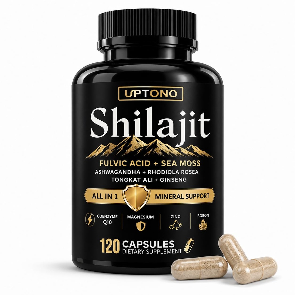 Shilajit Capsules 600mg, 10-in-1 Himalayan Shilajit Supplement with Fulvic Acid, Trace Minerals, Ashwagandha, Tongkat Ali, Ginseng, Cordyceps & Sea Moss, Men & Women