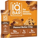 IQBAR Brain and Body Keto Protein Bars - Peanut Butter Chip Keto - 4 Count Energy - Low Carb Protein - High Fiber Vegan and Low Sugar Meal Replacement - Vegan Snack