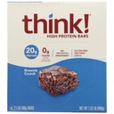 think! Protein Bars, High Protein Snacks, Gluten Free, Sugar Free Energy Bar with Whey Protein Isolate, Brownie Crunch, Nutrition Bars Without Artificial Sweeteners, 2.1 Oz (10 Count)