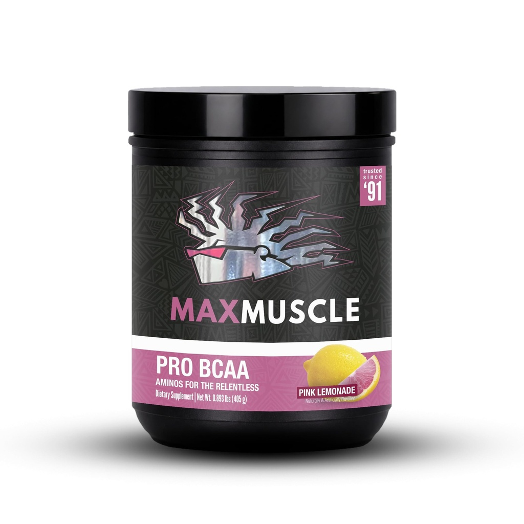 Max Muscle Pro BCAA, Aminos for The Relentless, 7G BCAA, Post Workout Muscle Recovery (Pink Lemonade)