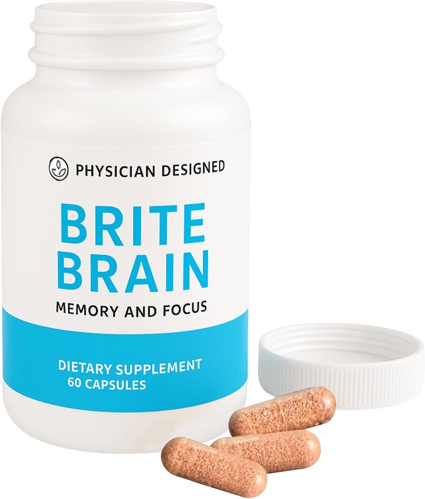Physician Designed Brain Supplement Brit Suplemen 124; Ultra CoQQ 124; for Energy, Focus & Brain Health 124; Mikro Aktif 124; Anti- Aging 124; CoQ10 124; All Ages 1254; 60 Capsules