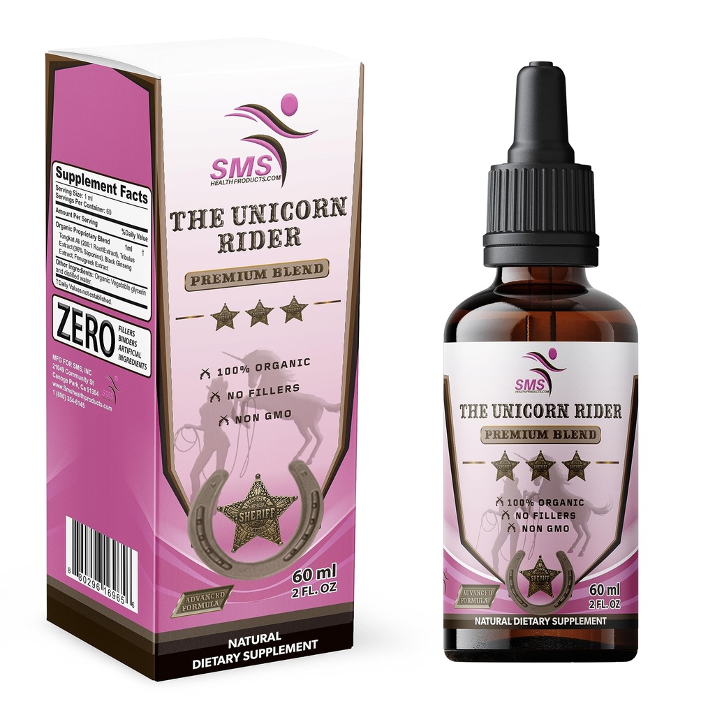 The Unicorn Rider Drops, Boost Desire with Tongkat Ali, Tribulus, Black Ginseng & Fenugreek, Vegetarian, Organic Tincture, Promotes Women's Health Supplement 2 Fl Oz
