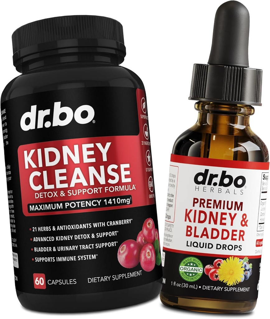 Rim Cleanse Detox Supplement & Bladder Health Drops - Suplementos orgânicos de bexiga de rim Drops & Pills Juniper Berry Cleavers Dandelion Cranberry - Rim Renal & Suplementos de trato urinário