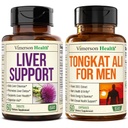 Liver Cleanse Detox & Repair Milk Thistle Supplement - Herbal Liver Support & Tongkat Ali for Men - Premium & Potent Male Enhancing Supplement with Longjack Tongkat Ali Powder