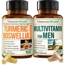 Boswellia Turmeric Curcumin Supplement + Multivitamin for Men Bundle – Supports Joint Health & Complete Daily Wellness – with Ginger Root, Organic Turmeric Powder, Methylated Vitamin B12, Zinc & More