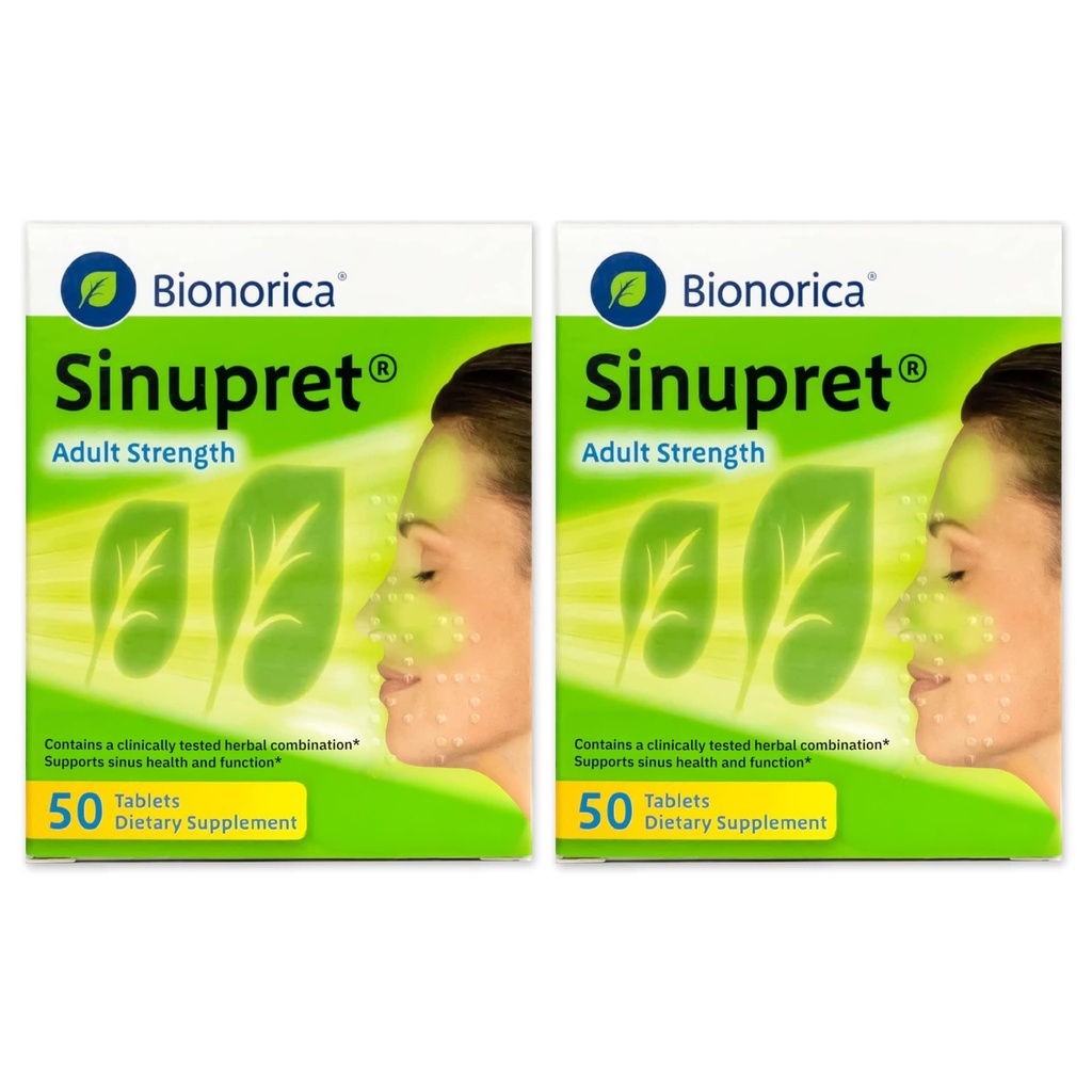 Bionorica Sinupret Adult Strength Sinus - Immune Support Supplement - All Natural - Herbal Nasal Passage & Immunity Boost - 50 Tablets, 2 Pack