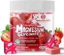 Magnesium Glycinate Soft Chews, jordgubbsmak. Tuggbar sockerfri kalium Magnesium Chews med Magnesium Glycinate, vitamin D, B6 och CoQ10 för Calm Support & Sleep för vuxna, 60 dagars leverans