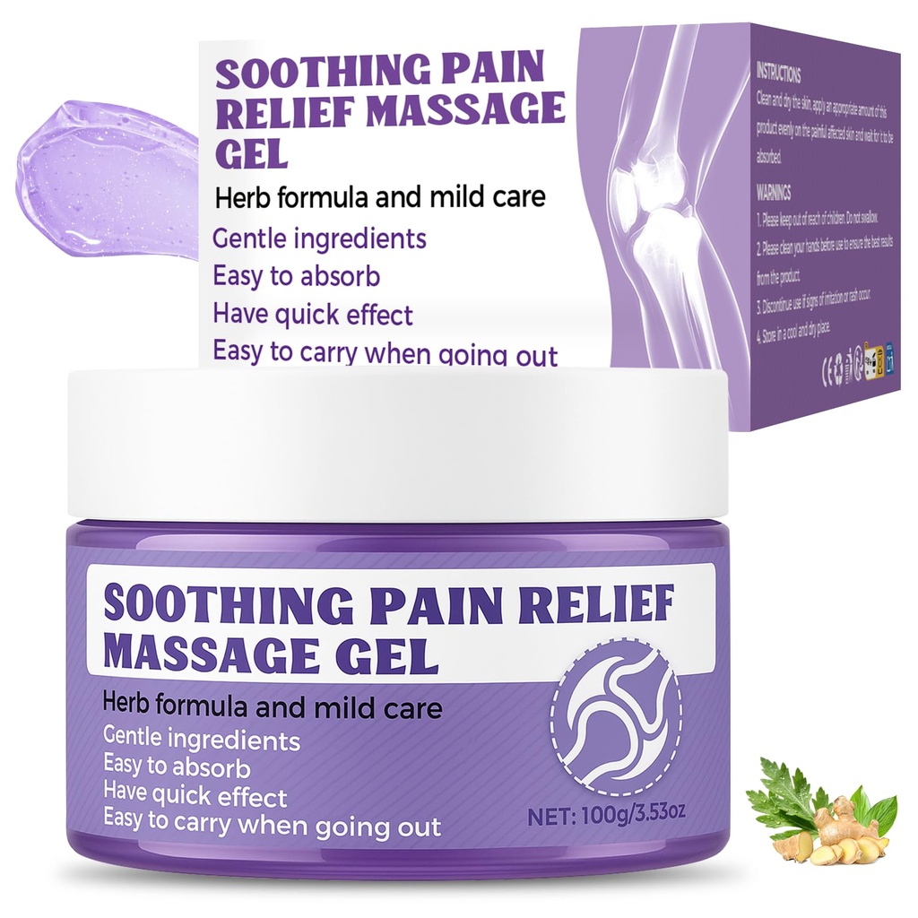 Soothing Massage Gel (100g) - Joint Relief Purple Gel, Natural Ingredients Soothing Relief Cream, Fast-Absorbing Jointgel Cream for Soothing Joint, Shoulder, Knee, Back, Lumbar & Muscle Stiffness