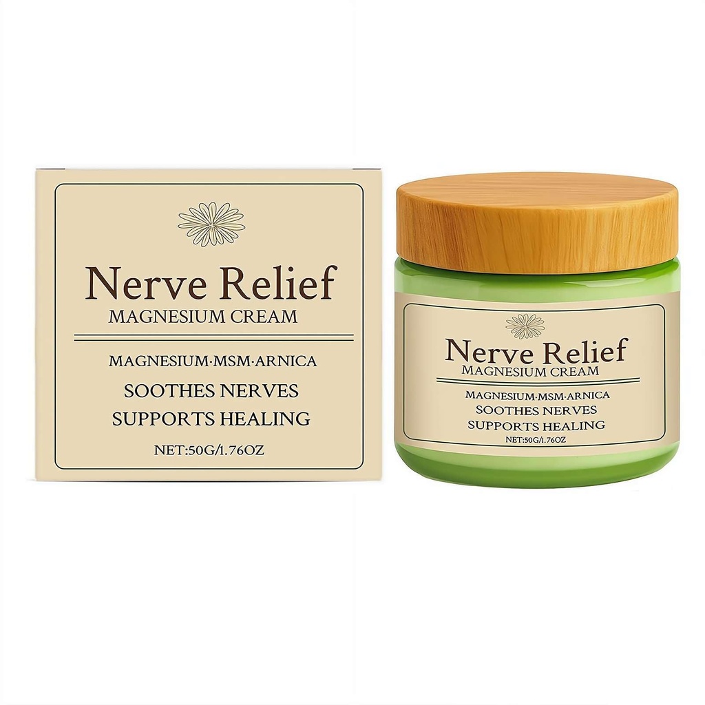 Nerve Relief Magnesium Cream, Magnesium Lotion with Arnica and MSM, Soothes Nerves & Daily Soothing Support for Muscle Relaxation, Deep Hydration, 50g/1.76oz