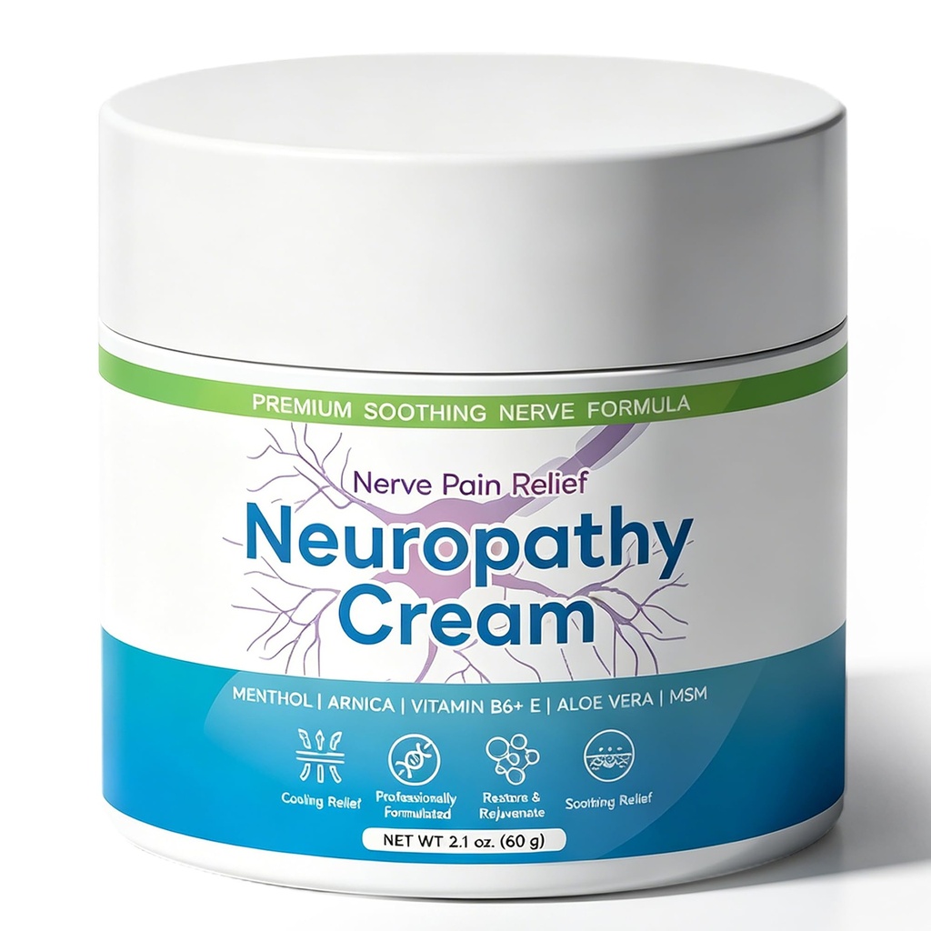 Neuropathy Cream for Feet, Hands & Legs – Lightweight Daily Skin Care Cream with Menthol & Aloe Vera – Non-Greasy Hydrating (2.1 Fl Oz (Pack of 1))