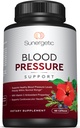 Sunergetic Premium Blood Pressure Support Supplement for Cardiovascular & Heart Health with Garlic, Hawthorn & Hibiscus (180 Capsules)