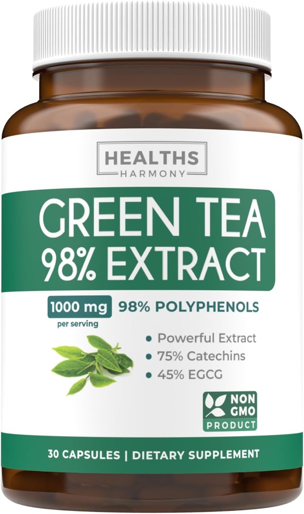 Extrakční kapsle EGCG Green Tea Extract Capsules - Super High Potency Green Tea Pills Antioxidant Rich Formule Balený polyfenoly Katechiny & EGCG - 500mg per Capsule - Non- GMO & Made in the USA (Zkušební velikost)