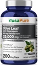 NusaPure Olive Leaf 20% Oleuropein 50:1 Extract, 500 mg Equivalent aan 25.000 mg 200 Veg Caps Geschikt voor vegetariërs en veganisten, niet-GMO