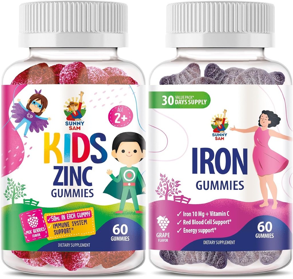 SunNY SAM Iron Adults עם ויטמין C & Zinc Kids Gummies