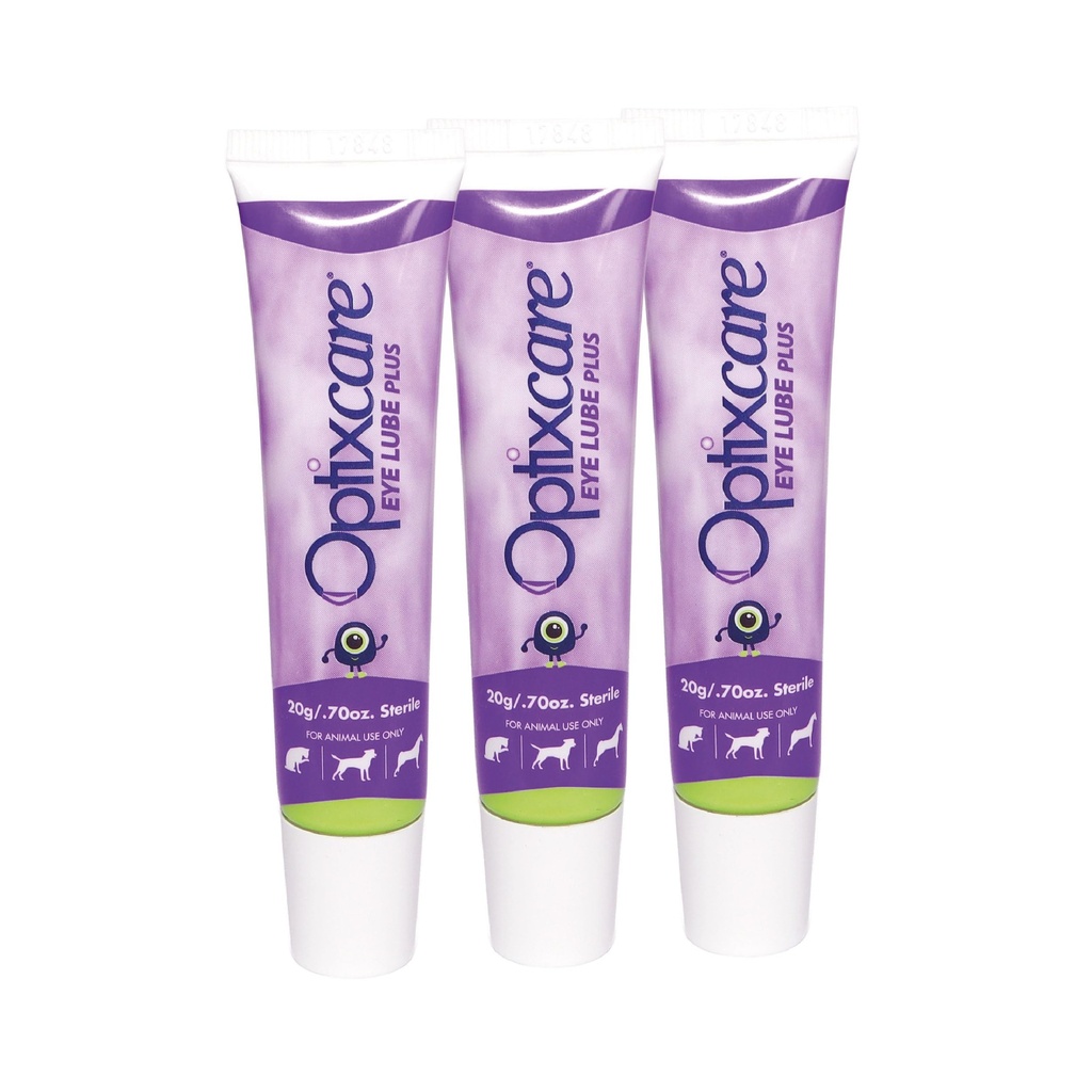 OptixCare Eye Lube Plus + Hyaluron 20g for Dog Cat Horses, Pack of 3