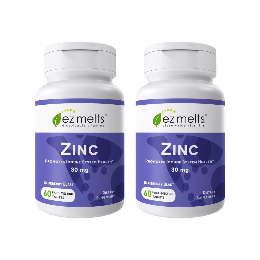 EZ Melts Zinc - Supplement for Immune, Digestive & Skin Health Support - Non-GMO, Vegan & Gluten-Free - Blueberry Blast - 120 Dissolvable Tablets (120 Servings)