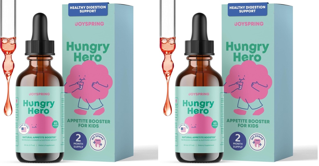 JoySpring Appetite Booster for Kids Ages 3+ | Natural Weight Gain with L-Lysine & B Vitamins | Toddler Appetite Booster | Supports Healthy Growth & Development | 2oz Liquid (Pack of 2)