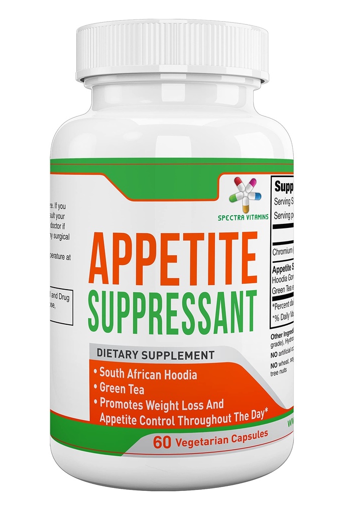 Appetite Suppressant 60 Capsules - S. African Hoodia and Green Tea Extract Control Appetite, Increase Energy and Promote Weight Loss, Made in USA