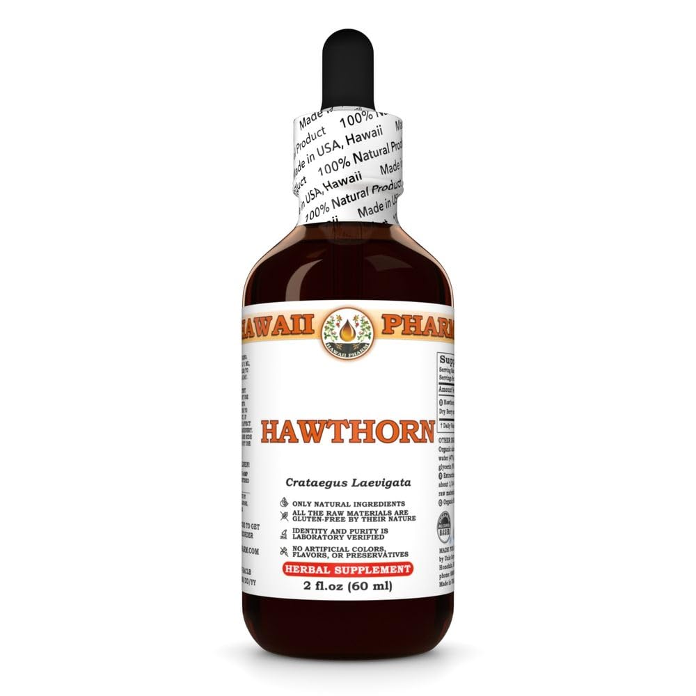 Hawaii Pharm Hawthorn Extract, Tincture for Heart Wellness, Supports Circulation, Promotes Lipid Balance, Antioxidant Rich, Boosts Immune Strength - 2 fl.oz