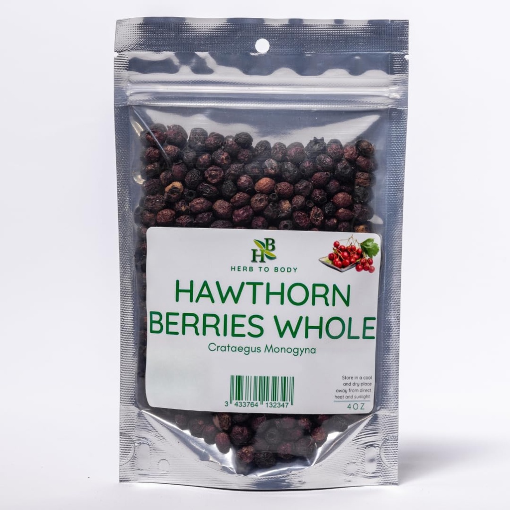 Herb To Body Hawthorn Berries Whole – 4oz Wildcrafted Crataegus monogyna, Organic Hawthorn Berry Dried for Herbal Tea and DIY Preparations