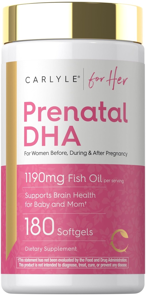 Carlyle Prenatal DHA Vitamin | 180 Softgels | Support for Women Before, During & After Pregnancy | Non-GMO and Gluten Free Supplement