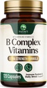 B Complex Vitamin - Super B Vitamins with Vitamin C & Folic Acid for Cellular Energy & Immune Support - Vitamin B Supplement With B1, B2, B3, B6 & B12 for Women & Men, Bottled in USA - 120 Capsules