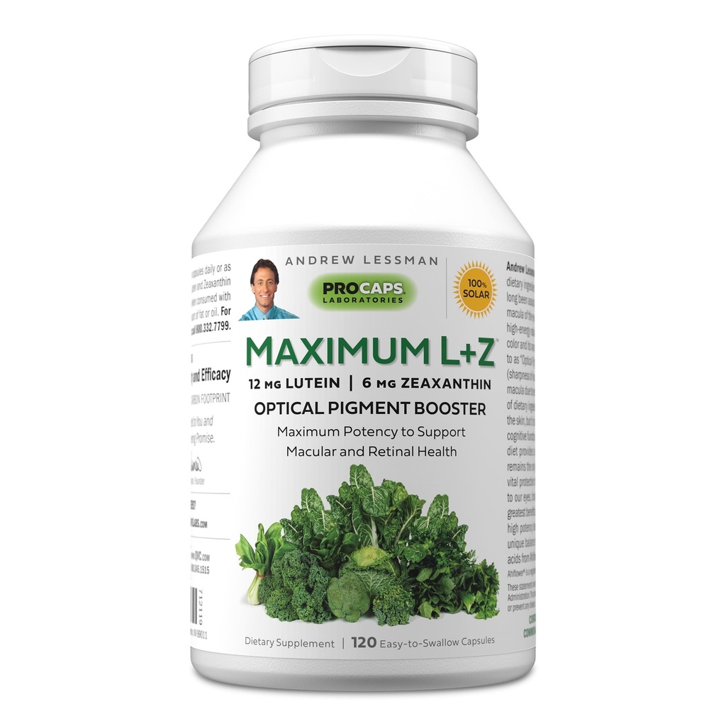 ANDREW LESSMAN Maximum L+Z 120 Softgels - 12mg Lutein, 6mg Zeaxanthin, Key Nutrients to Support Eye and Brain Health, and Promote Healthy Vision. No Additives. Easy to Swallow Softgels