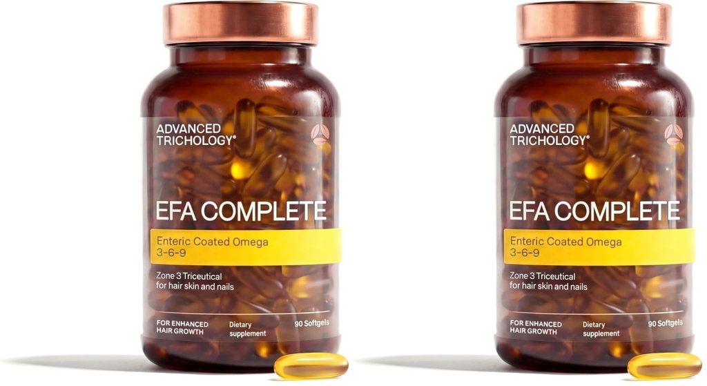 EFA Complete with Optimal Omega 3 6 9 Levels of Potency Flax Oil, Fish Oil, Borage Oil, and Evening Primrose Oil 800mgs (90count) 3rd Party Tested - High in GLA and 369 Omegas (Pack of 2)