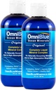 OmniBlue Ocean Minerals - 70+ Trace Minerals & Šķidrs Magnijs - Kālijs, Hlorīds - zems nātrija līmenis - dabas atbalsts miegam, gremošanas, regularitāte, hidratācija un elektrolītu balanss (2-Pack 8oz)