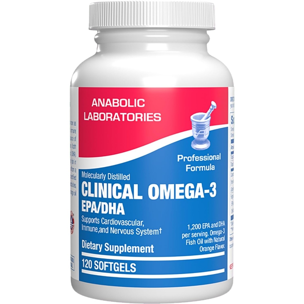 Clinical Omega 3 Fish Oil Supplement with EPA and DHA - 120 Orange Flavored Softgels for Heart, Immune, and Nervous Health - 1200mg of Molecularly Distilled Omega-3
