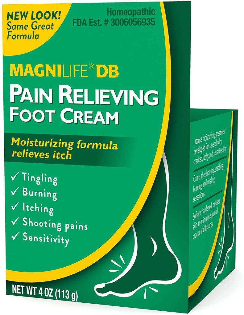Magni Life DB Pain Relieving Foot Cream, 4 Ounce Each Pack of 4
