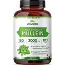 Zazzee Extra Strength Mullein Leaf 10:1 Extract, 180 Vegan Capsules, 6 Month Supply, Verbascum Thapsus, Respiratory & Lung Support, Certified Kosher, 100% Pure Leaf Powder, Non-GMO, Made in the USA