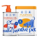 Native Pet Omega Oil for Dogs & Pumpkin for Dogs | Dog Fish Oil Supplements | All-Natural, Organic Fiber | 8 Oz. Omega Oil & 16 Oz. Pumpkin Powder