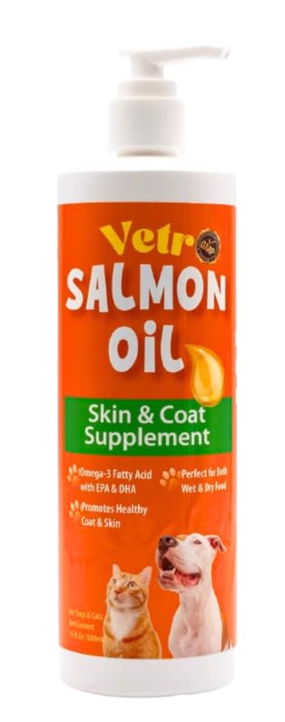 Vetr Norwegian Salmon Oil for Dogs & Cats, 16.9 oz Squeeze Bottle - Pure Wild-Caught Omega-3 Fish Oil Liquid Supplement - Supports Healthy Skin & Shiny Coat